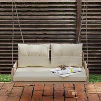 sodo supynes - Outsunny Hollywood Swing 2-vietės sodo sūpynės su pagalvėlėmis, smėlio spalvos (Beige) - 4 nuotrauka