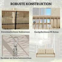 sodo supynes - Outsunny Hollywood Swing 2-vietės sodo sūpynės su pagalvėlėmis, smėlio spalvos (Beige) - 5 nuotrauka