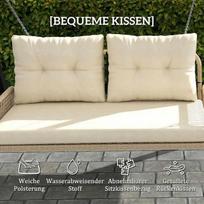 sodo supynes - Outsunny Hollywood Swing 2-vietės sodo sūpynės su pagalvėlėmis, smėlio spalvos (Beige) - 6 nuotrauka