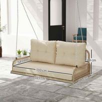 sodo supynes - Outsunny Hollywood Swing 2-vietės sodo sūpynės su pagalvėlėmis, smėlio spalvos (Beige) - 8 nuotrauka