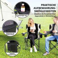 zvejybos kedes - Outsunny sulankstoma kempingo kėdė su porankiais, Juoda (Black) - 5 nuotrauka