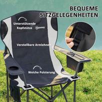 zvejybos kedes - Outsunny sulankstoma kempingo kėdė su porankiais, Juoda (Black) - 7 nuotrauka