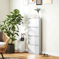 batu lentyna - HOMCOM Batų spinta metalinė su 4 atvartais, balta (White), 55 x 15 x 139,5 cm - 2 nuotrauka