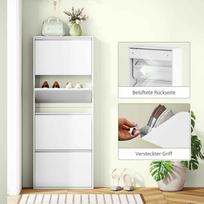 batu lentyna - HOMCOM Batų spinta metalinė su 4 atvartais, balta (White), 55 x 15 x 139,5 cm - 3 nuotrauka
