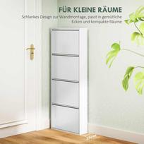 batu lentyna - HOMCOM Batų spinta metalinė su 4 atvartais, balta (White), 55 x 15 x 139,5 cm - 5 nuotrauka