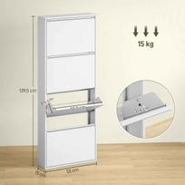 batu lentyna - HOMCOM Batų spinta metalinė su 4 atvartais, balta (White), 55 x 15 x 139,5 cm - 8 nuotrauka
