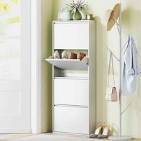 batu lentyna - HOMCOM Batų spinta metalinė su 4 atvartais, balta (White), 55 x 15 x 139,5 cm - 9 nuotrauka