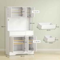 bufeto virtuves spinteles - HOMCOM Virtuvės spintelė-bufetas su stalviršiu, balta (White) - 8 nuotrauka