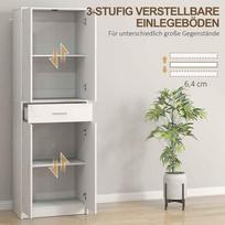 stalciu spintele - HOMCOM Aukšta virtuvės spinta su reguliuojamomis lentynomis, 4 durų bufetas, balta (White) - 6 nuotrauka