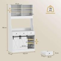 plokstuma - HOMCOM Aukšta virtuvės spintelė su stalviršiu, bufeto spintelė, balta (White) - 8 nuotrauka