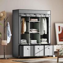 medziagine drabuziu kabykla - Spinta HOMCOM 125x43x162.5 cm, šviesiai pilka (Light Gray) - 4 nuotrauka