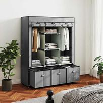 medziagine drabuziu kabykla - Spinta HOMCOM 125x43x162.5 cm, šviesiai pilka (Light Gray) - 9 nuotrauka