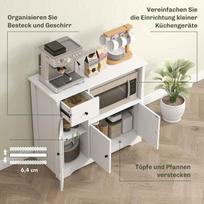 spintele mikrobangu - HOMCOM Šoninė virtuvės spintelė su mikrobangų lentyna, balta (White) - 7 nuotrauka