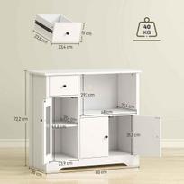 spintele mikrobangu - HOMCOM Šoninė virtuvės spintelė su mikrobangų lentyna, balta (White) - 8 nuotrauka