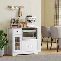 spintele mikrobangu - HOMCOM Šoninė virtuvės spintelė su mikrobangų lentyna, balta (White) - 9 nuotrauka