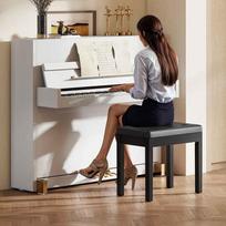 pufas daiktadeze - HOMCOM Pianino suoliukas su daiktadėže, juodas (Black) - 3 nuotrauka