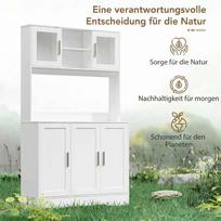 spintos spinteles - HOMCOM Aukšta virtuvės spinta su stalviršiu, 5 durys, balta (White) - 3 nuotrauka