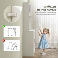 spintos spinteles - HOMCOM Aukšta virtuvės spinta su stalviršiu, 5 durys, balta (White) - 4 nuotrauka
