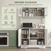 spintos spinteles - HOMCOM Aukšta virtuvės spinta su stalviršiu, 5 durys, balta (White) - 7 nuotrauka