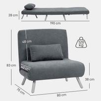miegamasis fotelis pigu - Fotelis HOMCOM Miegamas, tamsiai pilkas (Dark Grey) - 8 nuotrauka