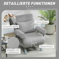 miegamasis fotelis pigu - Miegamoji sofa-kėdė, paminkštintas fotelis, transformuojamas į svečių lovą, ergonomiškas, šviesiai pilkas - 5 nuotrauka