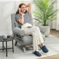 miegamasis fotelis pigu - Miegamoji sofa-kėdė, paminkštintas fotelis, transformuojamas į svečių lovą, ergonomiškas, šviesiai pilkas - 9 nuotrauka