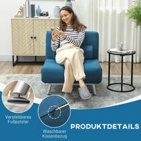 miegamasis fotelis pigu - Fotelis HOMCOM Miegamasis krėslas, mėlynas (Blue) - 4 nuotrauka