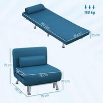 miegamasis fotelis pigu - Fotelis HOMCOM Miegamasis krėslas, mėlynas (Blue) - 8 nuotrauka