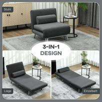 miegamasis fotelis pigu - Fotelis HOMCOM Miegamasis, sulankstomas su lovos funkcija, tamsiai pilkas (Dark Grey) - 7 nuotrauka