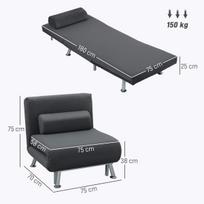 miegamasis fotelis pigu - Fotelis HOMCOM Miegamasis, sulankstomas su lovos funkcija, tamsiai pilkas (Dark Grey) - 8 nuotrauka