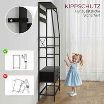 batu lentyna - HOMCOM Drabužių kabykla su batų lentyna, Juodas (Black) - 3 nuotrauka