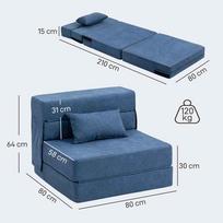 miegamasis fotelis pigu - Fotelis HOMCOM 3-in-1, tamsiai mėlynas (Dark Blue) - 8 nuotrauka