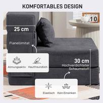 miegamasis fotelis pigu - Fotelis HOMCOM 3-in-1 miegamasis fotelis, tamsiai pilkas (Dark Grey) - 6 nuotrauka