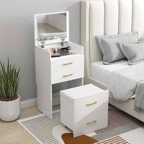 stalciai su ratukais - HOMCOM 3-in-1 kosmetinis staliukas, baltas (White) - 2 nuotrauka
