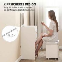 stalciai su ratukais - HOMCOM 3-in-1 kosmetinis staliukas, baltas (White) - 4 nuotrauka