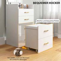 stalciai su ratukais - HOMCOM 3-in-1 kosmetinis staliukas, baltas (White) - 6 nuotrauka