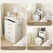 stalciai su ratukais - HOMCOM 3-in-1 kosmetinis staliukas, baltas (White) - 7 nuotrauka