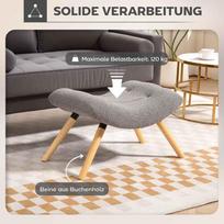homcom pufas - HOMCOM Pufas, šviesiai pilkas (Light Gray) - 4 nuotrauka