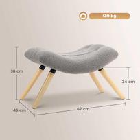 homcom pufas - HOMCOM Pufas, šviesiai pilkas (Light Gray) - 8 nuotrauka