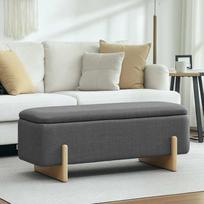 suoliukas daiktadeze - HOMCOM Pufas su daiktadėže, tamsiai pilkas (Dark Grey) - 9 nuotrauka