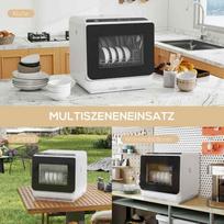 homcom mini - HOMCOM Mini Indaplovė su 6L Talpa, 5 Programos, LED Ekranas, Džiovinimo Funkcija Balta (White) - 2 nuotrauka