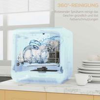 homcom mini - HOMCOM Mini Indaplovė su 6L Talpa, 5 Programos, LED Ekranas, Džiovinimo Funkcija Balta (White) - 4 nuotrauka