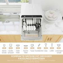 homcom mini - HOMCOM Mini Indaplovė su 6L Talpa, 5 Programos, LED Ekranas, Džiovinimo Funkcija Balta (White) - 7 nuotrauka