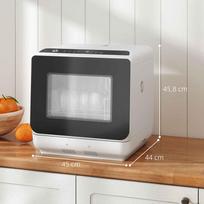 homcom mini - HOMCOM Mini Indaplovė su 6L Talpa, 5 Programos, LED Ekranas, Džiovinimo Funkcija Balta (White) - 8 nuotrauka