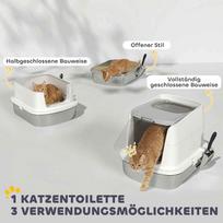 nerudijancio plieno deze - PawHut Nerfino uždaras kačių tualetas iš nerūdijančio plieno, Baltas (White) - 2 nuotrauka