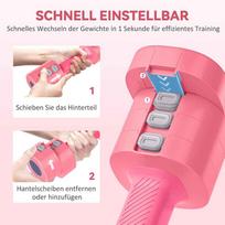 svoriu rinkinys - SPORTNOW 2 x 2,5 kg hanteliai, reguliuojamo svorio hanteliai, 1,1/1,8/2,5 kg vienam hanteliui, plastikinis korpusas, pritaikytas grindims, moterims ir vyrams, baltos spalvos - 6 nuotrauka