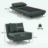 miegamasis fotelis pigu - Fotelis Halmar 3-in-1 Miegamoji Sofa, tamsiai žalias (Dark Green) - 8 nuotrauka