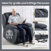 fotelis reglaineris - Fotelis HOMCOM Elektrinis reglaineris su pagalba atsistoti, tamsiai pilkas (Dark Grey) - 4 nuotrauka