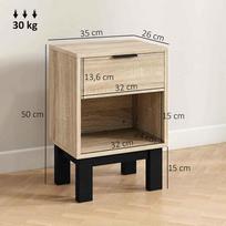 komoda 50 cm - Naktinis staliukas, ąžuolo spalvos (Oak), 35 x 26 x 50 cm - 8 nuotrauka