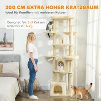 draskykle katems - PawHut kačių draskyklė, smėlio spalvos (Beige), 200 cm - 7 nuotrauka